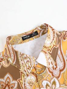 Manfinity RSRT 男士佩斯利印花襯衫&短褲 - 芥末黃 - 查看 6