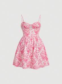 SHEIN MOD Plus Floral Print Cami Dress - Pink - View 2