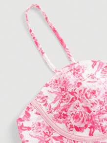 SHEIN MOD Plus Floral Print Cami Dress - Pink - View 3