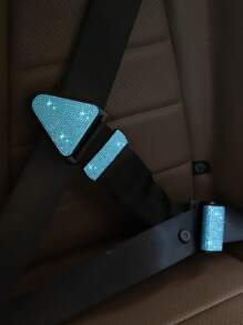 1 pieza con diseño de diamante de imitación ajustable de plástico hebilla de cinturón de seguridad de coche para niños - Azul - Ver 1