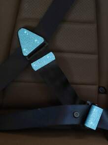 1 pieza con diseño de diamante de imitación ajustable de plástico hebilla de cinturón de seguridad de coche para niños - Azul - Ver 3