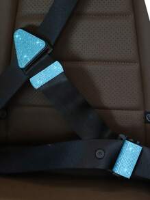 1 pieza con diseño de diamante de imitación ajustable de plástico hebilla de cinturón de seguridad de coche para niños - Azul - Ver 4