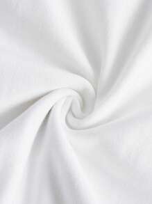 SHEIN Áo thun Bà bầu Xù Lá thư Giải trí - trắng - Xem 3