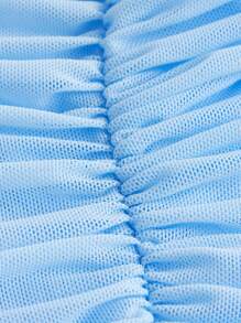 SHEIN MOD Top de un hombro fruncido de malla - Celeste - Ver 3