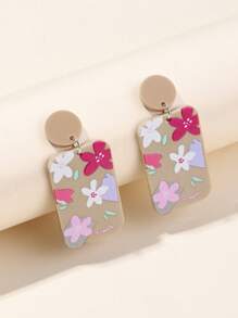 印花幾何耳墜 - 彩色 - 查看 1