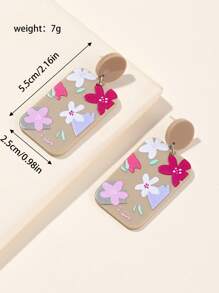 印花幾何耳墜 - 彩色 - 查看 4