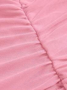 SHEIN MOD Solid Ruched Halter Top - Pink - View 4