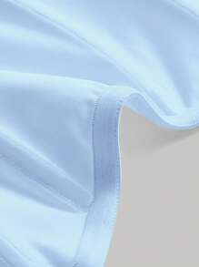 SHEIN MOD Áo nữ Bất đối xứng Xù Dây kéo màu trơn Giải trí - Màu xanh nhạt - Xem 3