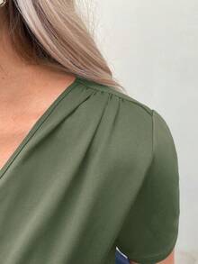SHEIN Maternity Solid Nursing Dress - Army Green - View 6