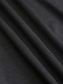 SHEIN LUNE Áo thun nữ Hoa Slogan Giải trí - màu đen - Xem 4