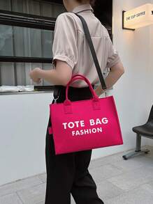 Felt Tote Bag Tote Women Handbag Letter Shoulder Bag Shopper Bag Crossbody Bag - Hot Pink - View 11