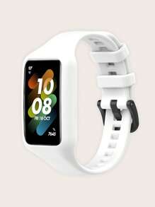 Dây đeo đồng hồ silicon rắn tương thích với Huawei Band 6/7 - trắng - Xem 1