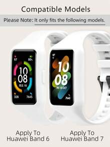 Dây đeo đồng hồ silicon rắn tương thích với Huawei Band 6/7 - trắng - Xem 3