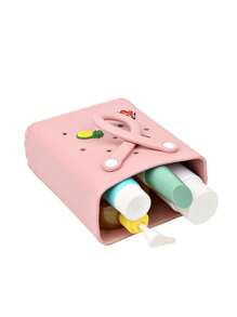 簡約風沙灘包,多用途便攜手提包適用於游泳,旅行野餐戶外素色收納袋,8.3英寸*6.7英寸*3.2英寸 - 粉色 - 查看 5