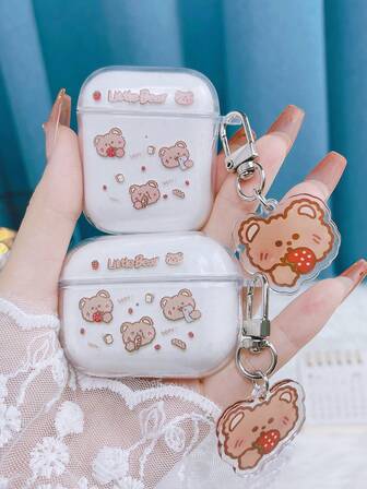 卡通小熊印花耳機殼適用於Airpods