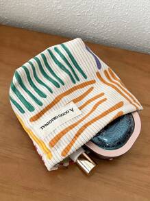 Striped Makeup Bag, Color Striped Cosmetic Bag Small Capacity Makeup Bag Portable Beauty Bag Makeup Bag Makeup Pouch Skincare Bag Toiletry Bag Packing Cubes, Travel Essentials Cruise Essentials Dorm Essentials, Wedding Bridesmaid Gifts, Mom Gifts, Birthday Gifts, Gifts For Friends And Teachers, Home Decor, Bathroom Living Room Bedroom Decor, Bathroom Organizer, Jewelry Organizer, Lip Oil Organizer, Nail Polish Organizer Storage Makeup Organizer Makeup Case - Multicolor - View 2