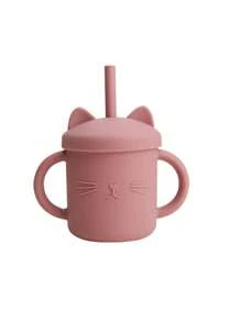 嬰兒卡通貓形狀矽膠飲用水瓶 - 玫紅色 - 查看 2