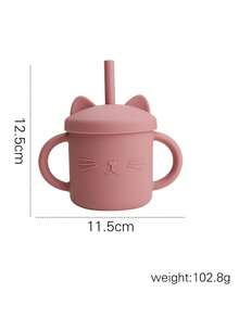 嬰兒卡通貓形狀矽膠飲用水瓶 - 玫紅色 - 查看 4