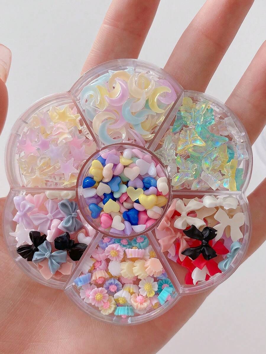 1盒7個隔間混合款式美甲配件 - 彩色 - 查看 1