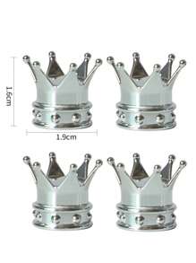 4pcs Crown Design Plastic Car Tire Valve Cap - Silver - View 3