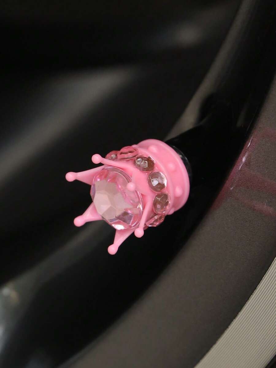 chiếc Crown Design Nắp van lốp ô tô bằng nhựa - Hồng - Xem 1