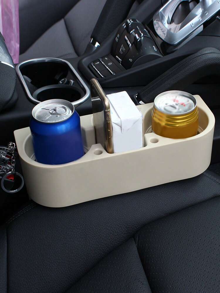Soporte de taza multifunción de plástico asiento de coche brecha - Beis - Ver 3