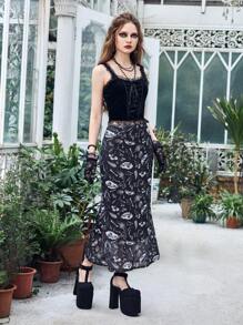 ROMWE Goth Váy nữ Thực vật Giải trí - Nhiều màu - Xem 3