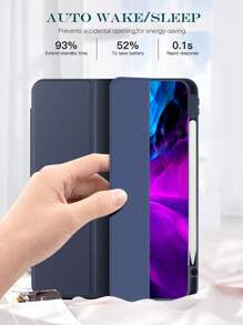 纯色右侧笔槽磁吸式睡眠兼容 iPad 保护壳，兼容 iPad Mini 6/Mini 7/9.7/10.2/10.5/Air 4/Air 5/第十代/10.9/Pro 11 英寸/Air 11(M2)/Air 13(M2)/Pro 11(M4)/Pro 13(M4) 2024 12.9 英寸/兼容 iPad Air 13(M3 2025)/兼容 iPad Air 11 英寸 (M3) 2025/兼容 iPad (A16) 11 英寸第十一代 2025 - 寶藍色 - 查看 6