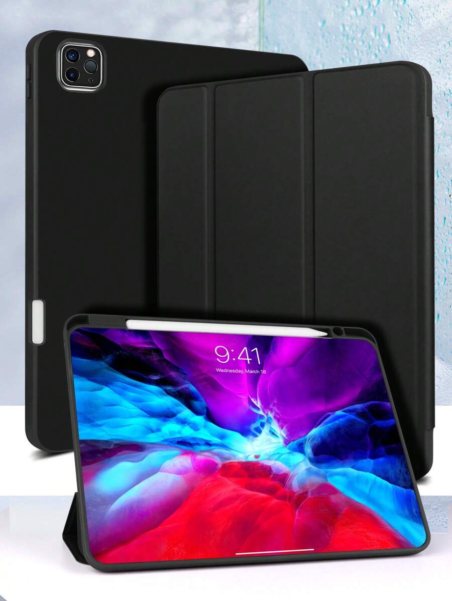 Funda protectora de unicolor con ranura magnética para lápiz compatible con iPad Mini 6/Mini 7/9.7/10.2/10.5/Air 4/Air 5/10th/10.9/Pro 11 pulgadas/Air 11(M2)/Air 13(M2)/Pro 11(M4)/Pro 13(M4) 2024 12.9 pulgadas/Compatible con iPad Air 13(M3 2025)/Compatible con iPad Air 11 pulgadas (M3) 2025/Compatible con iPad (A16) 11 pulgadas 11a generación 2025
