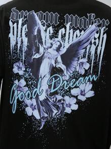 Manfinity EMRG Men Floral & Figure Graphic Tee - Black - View 3