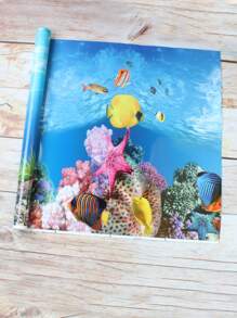 1pc High Definition 3D Stereo Fish Tank Background Paper, Double-Sided Aquarium Decoration Sticker - Multicolor - View 2