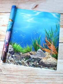 1pc High Definition 3D Stereo Fish Tank Background Paper, Double-Sided Aquarium Decoration Sticker - Multicolor - View 6