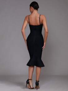 Rochie sexy de sirenă, fără mâneci, cu model bandaj cu strasuri, rochie de ocazie formală pentru nuntă, petrecere, evenimente
