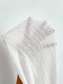 SHEIN VCAY Áo thun nữ Xù màu trơn Giải trí - trắng - Xem 7