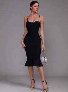 Rochie sexy de sirenă, fără mâneci, cu model bandaj cu strasuri, rochie de ocazie formală pentru nuntă, petrecere, evenimente