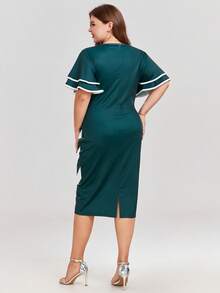 Hơn In Địa lý áo tay bướm Váy bodycon - Nhiều màu - Xem 2