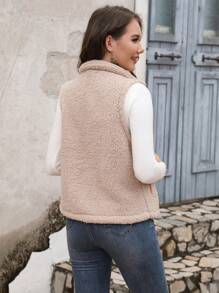 RELISH NOLESS 女士休闲基本款泰迪毛皮无袖夹克背心，秋冬