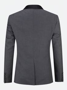 CLOUDSTYLE Men Colourblock Flap Detail Blazer & Vest & Trousers Suit Set - Dark Grey - View 2