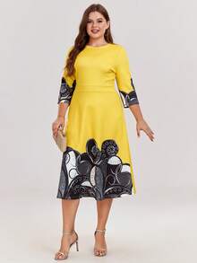 Plus Graphic Print A-line Dress