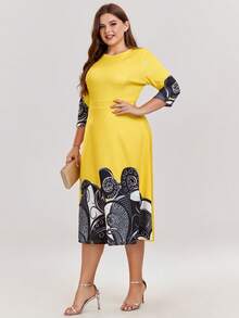 Plus Graphic Print A-line Dress