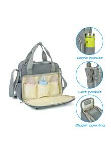 LEQUEEN 1入組新款牛津布媽媽包，時尚休閒的母嬰袋，適合存放和攜帶，可當手提包，肩背包或斜跨包使用 - 灰色 - 查看 5