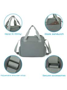 LEQUEEN 1入組新款牛津布媽媽包，時尚休閒的母嬰袋，適合存放和攜帶，可當手提包，肩背包或斜跨包使用 - 灰色 - 查看 6