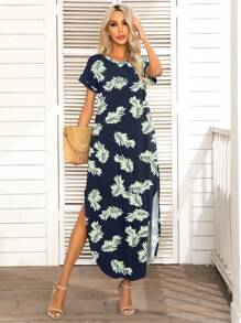 DEARCASE Đầm Túi Chia Nhiệt đới Boho - Màu xanh hải quân - Xem 1