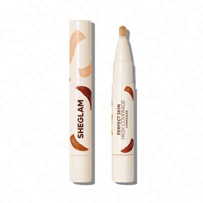 SHEGLAM Perfect Skin High Coverage Concealer-Sand 20 Shades Liquid Concealer Brush Moisturizing Weightless All-Day Hydrate Concealer Makeup Concealer Brand Beauty Makeup Face Paint Cosmetic For Women Girls Perfect For Spring Summer Ideal For Y2K Fancy Fashion Suitable For Birthday Mother'S Day Gift Rave Party Ready Best Color