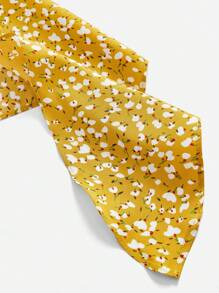 Soleia Ditsy Floral Print Knot Front Tube Top & Shorts - Mustard Yellow - View 5