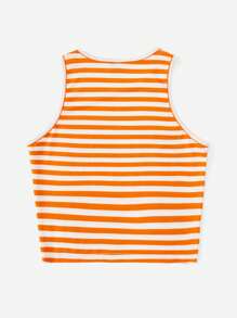 SHEIN EZwear 休閒條紋女士背心 - 橘色 - 查看 2