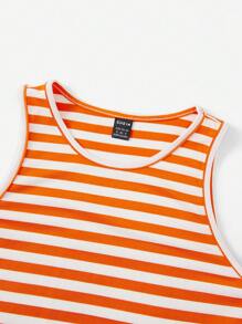 SHEIN EZwear 休閒條紋女士背心 - 橘色 - 查看 4