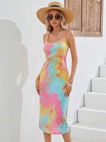 SHEIN VCAY Đầm Cà vạt nhuộm Giải trí - Nhiều màu - Xem 4