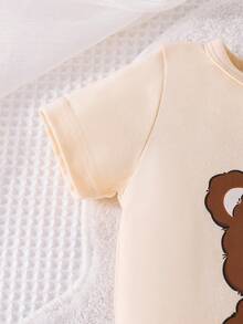 男嬰小熊印花T恤和背帶連體短褲 - 彩色 - 查看 4