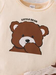 男嬰小熊印花T恤和背帶連體短褲 - 彩色 - 查看 6